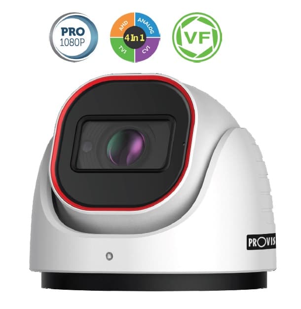 PROVISION-ISR Camara domo AHD 2 MP(AHD/TVI/VCI), 700 TVL (CVBS), Lente VF 2.8-12mm (88°-33°), IR hasta 40 mts, BLC, HLC, CoC, IP67