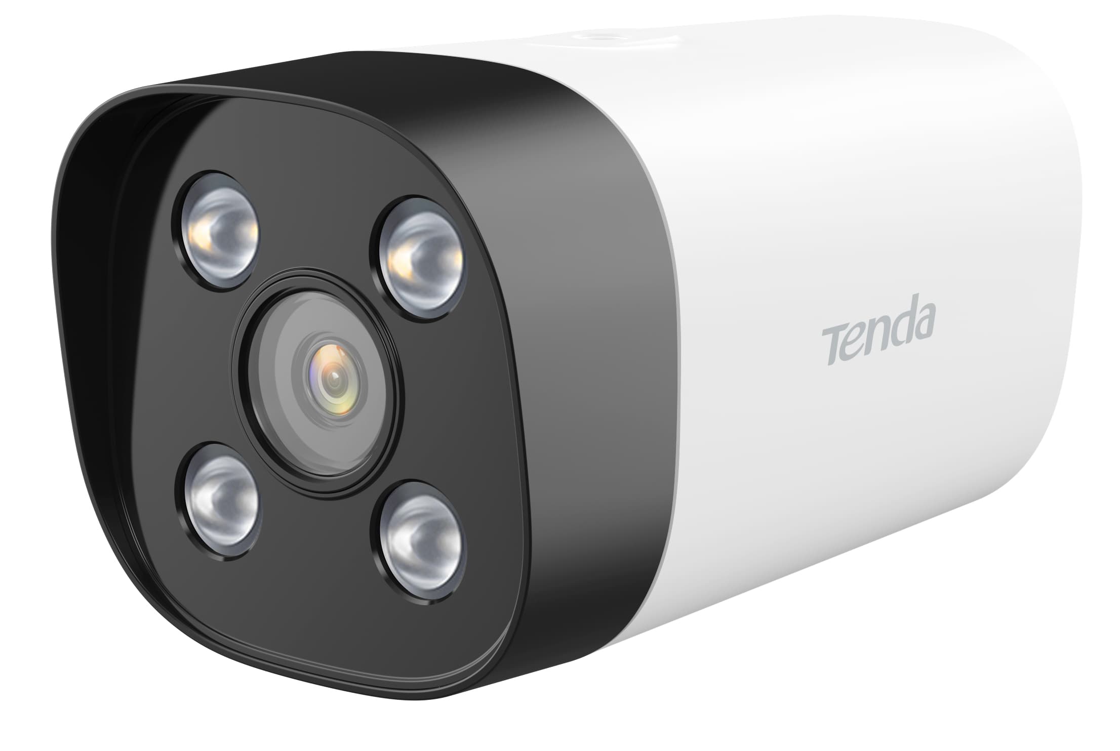 TENDA Camara formato bala con lente optico de 4MP (2560 * 1440) de alto rendimiento en interiores y exteriores, permite uso de NVR y monitoreo mediante app.