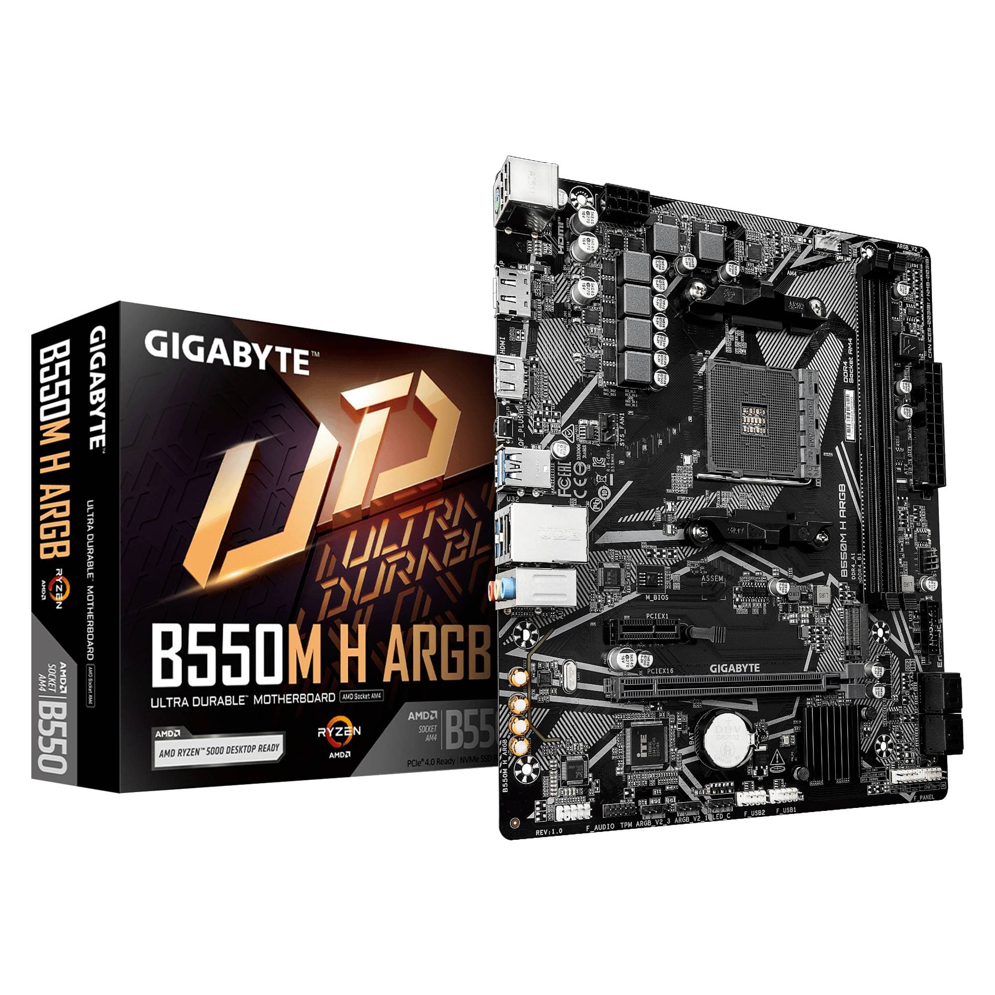 GIGABYTE TARJETA MADRE GIGABYTE MICRO ATX, B550M H ARGB, DDR4, AM4, 64 GB, PARA AMD