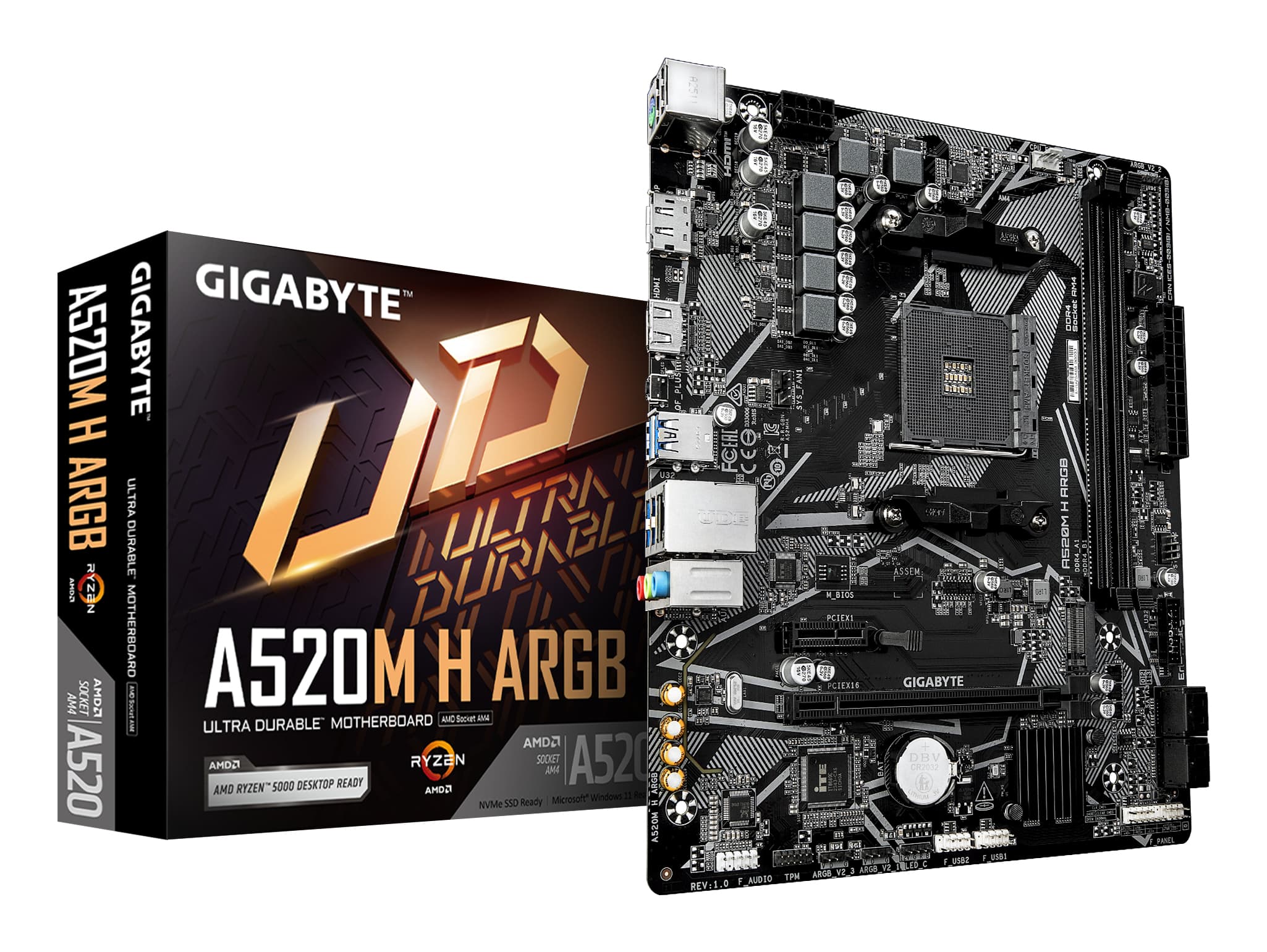 GIGABYTE TARJETA MADRE GIGABYTE MICRO ATX A520M H ARGB, DDR4, AM4, 64 GB, PARA AMD