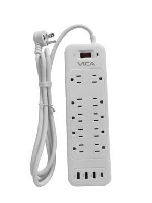 VICA Centro de carga 9P VICA para protección contra sobretensiónes, 10 NEMA 5-15R con supresor de picos, 3 puertos USB-A y 1 USB-C. -Montaje pared